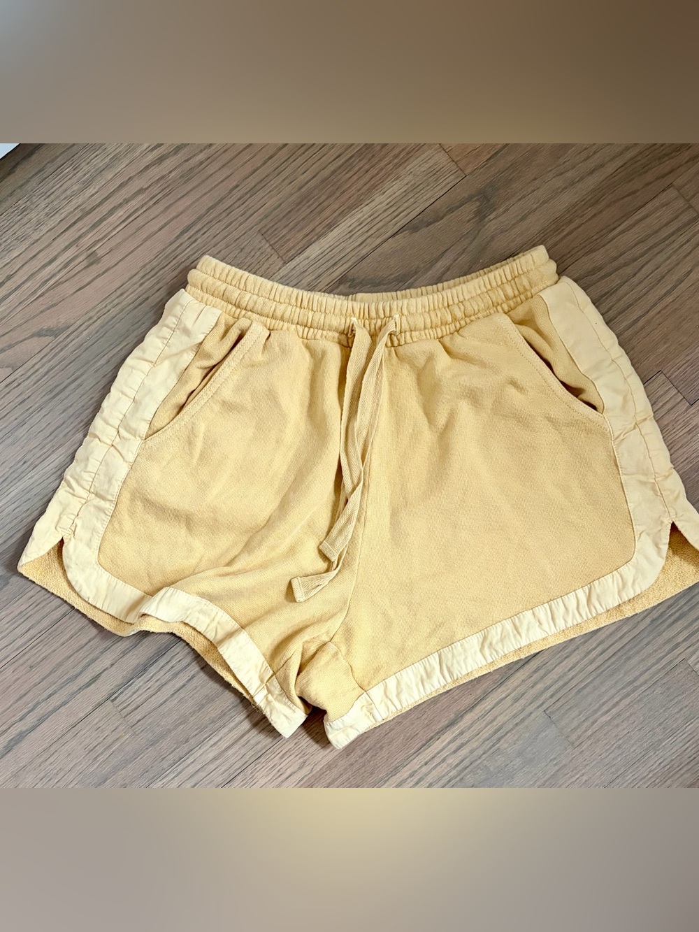Unsubscribed Cotton Drawstring Shorts in Soft Yellow -XS